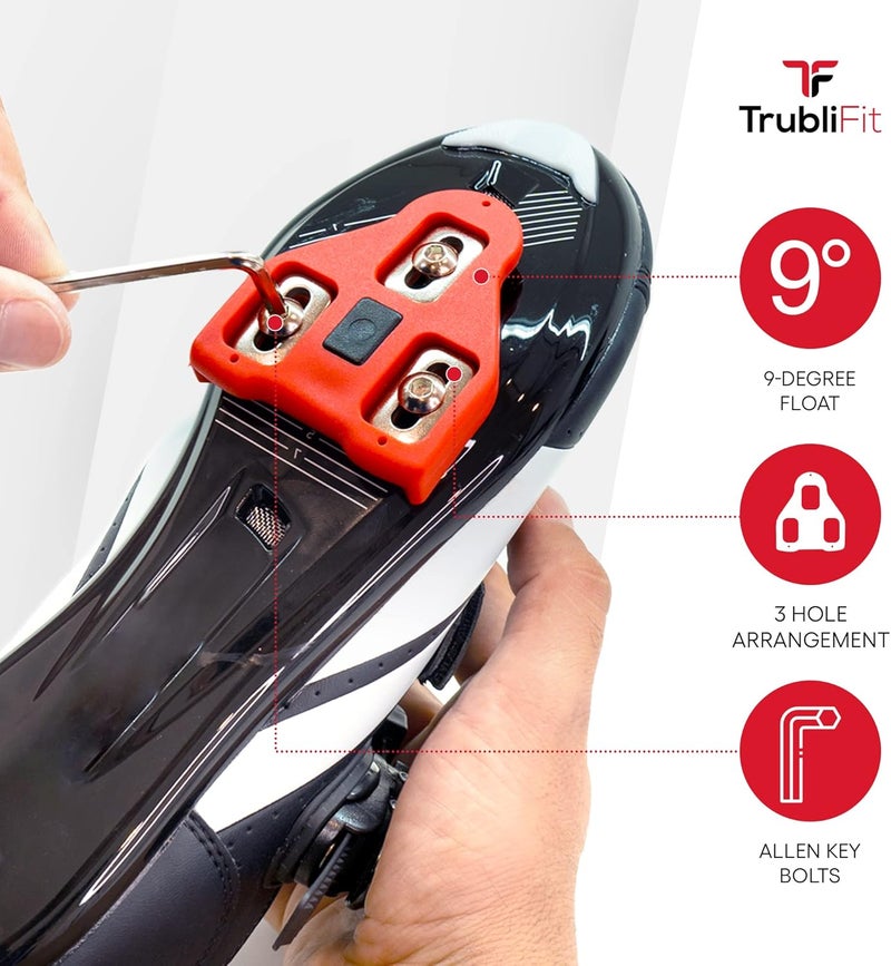 TrubliFit Replacement Bike Cleats Compatible with Look Delta and Peloton Shoes, Cleats for Cycling Shoes, Adjustable 9 Degree Float, Allen Key Bolts, Indoor & Road Cycling, Replacement Peloton Shoe Cleats - Image 4